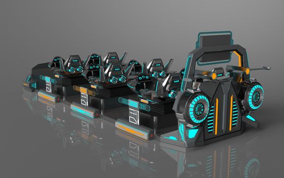 Cinema VR Fun Fly Battleship 6 posti | Struttura d'azione individuale, Sedili espandibili, Ampio schermo posteriore, 55 giochi, Occhiali DPVR E3-S e Monitor da 32 pollici – Produttore SKYFUN