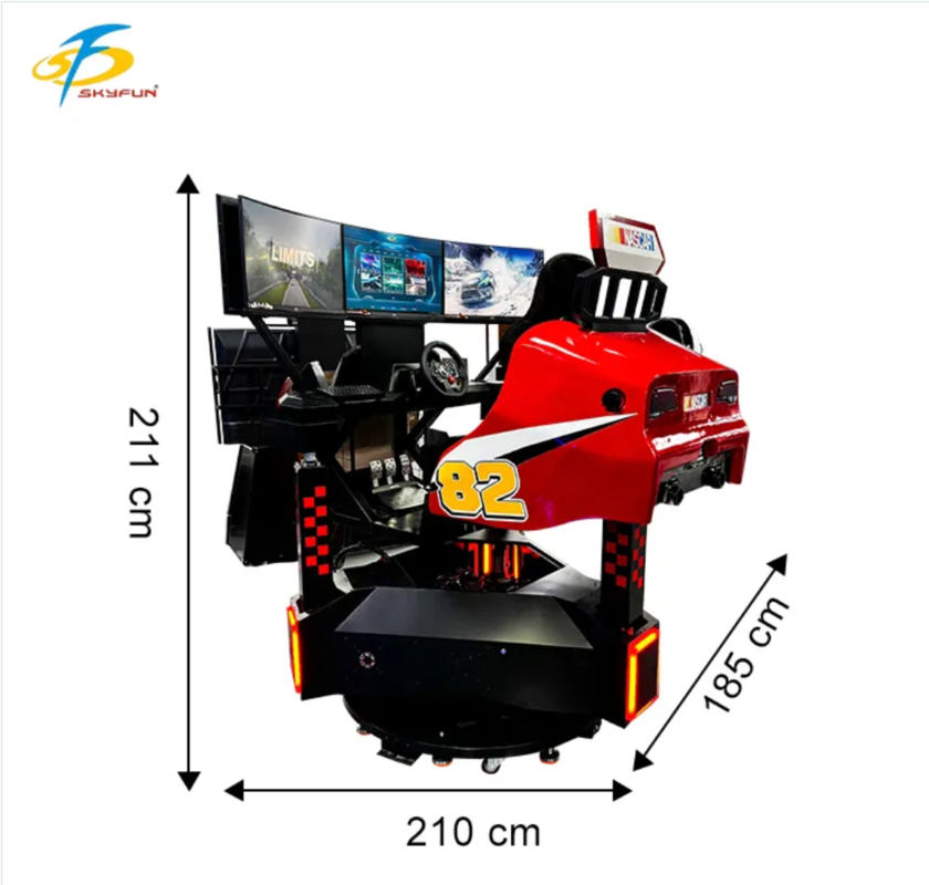 3-Screen Red Racing Car Arcade Machine   360° Rotation, Force Feedback, Audio 3D, High Refresh Rate, Immersive VR Driving Simulator per FEC e Arcade