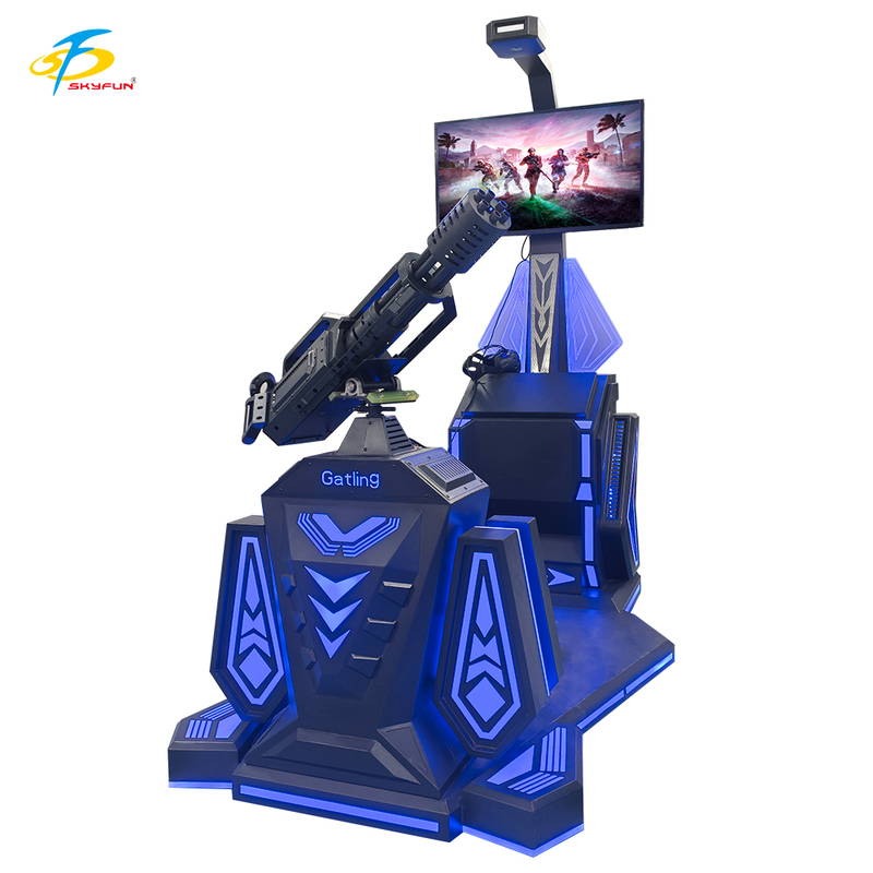 9D VR Gatling Shooting Simulator HTC Vive VR Gun Game con display LCD da 42 pollici, 5 giochi emozionanti