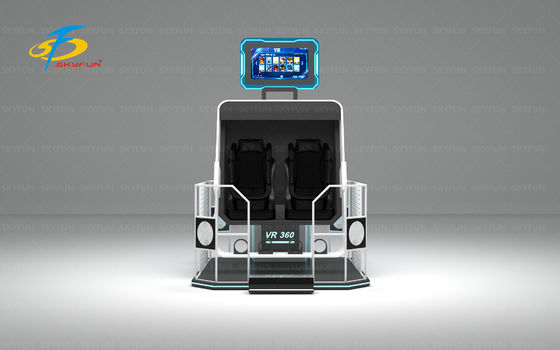 Simulatore VR 360 Doppio Giocatore con Sedili Girevoli e Oscillanti a 360°, Illuminazione a Colori Telecomandata, Visori VR Deepoon, Monitor da 42 Pollici, 40 Film VR tra cui Montagne Russe e Temi Dinosauri